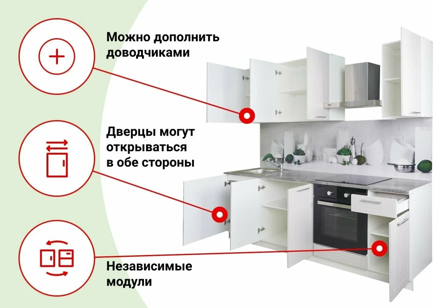 Кухонный гарнитур Hoff Стелла 2,4 м, 240х210х60 см, цвет жемчужно-серый