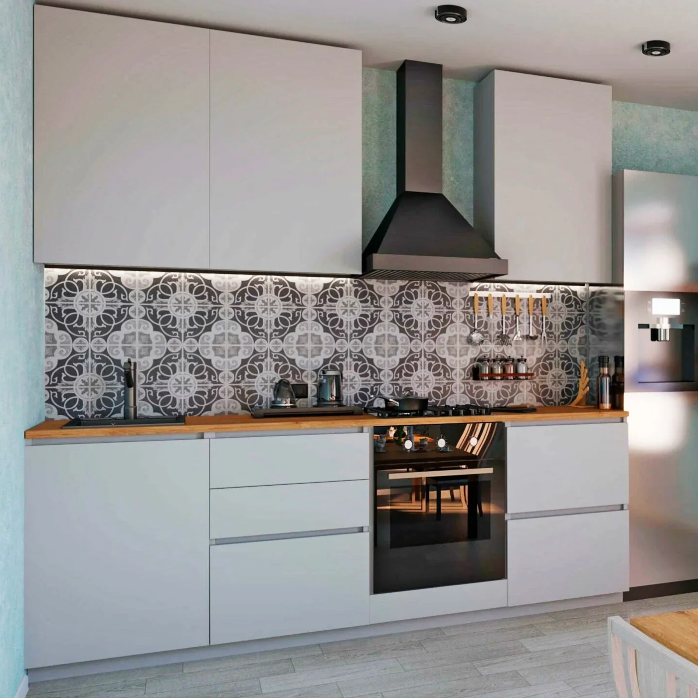 Кухонный гарнитур Natural Home Clean "Бостон" 240см, с доводчиками, цвет белый